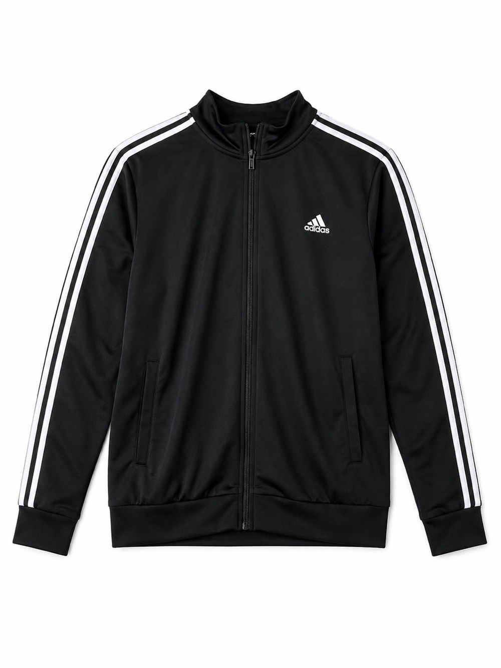 Adidas Track Jacket‎ Women's Full Zip Black 3-Stripes Athletic Casual Sports Lg
